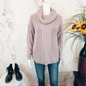 Banana Republic Cable Knit Cowl Neck Sweater Soft Neutral Cotton Blend Cozy